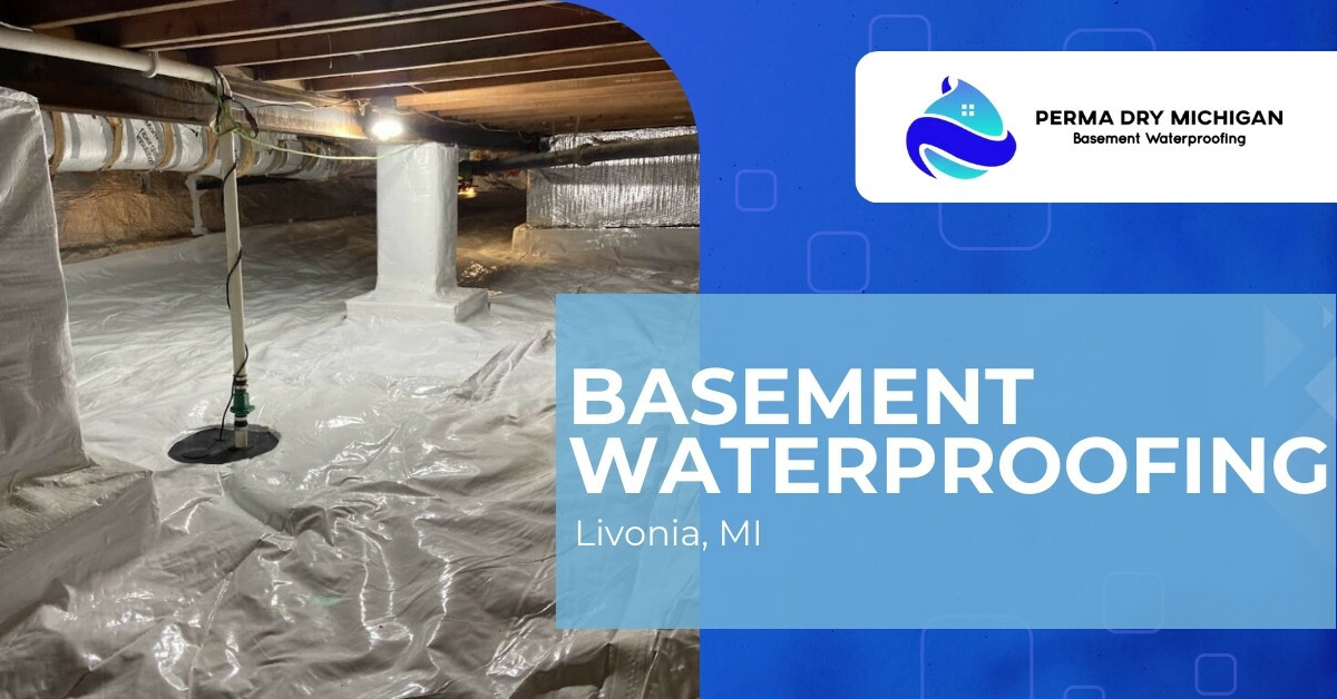 A White Encapsulated Crawlspace for Basement Waterproofing | Basement Waterproofing Near Livonia, MI | Perma Dry Michigan