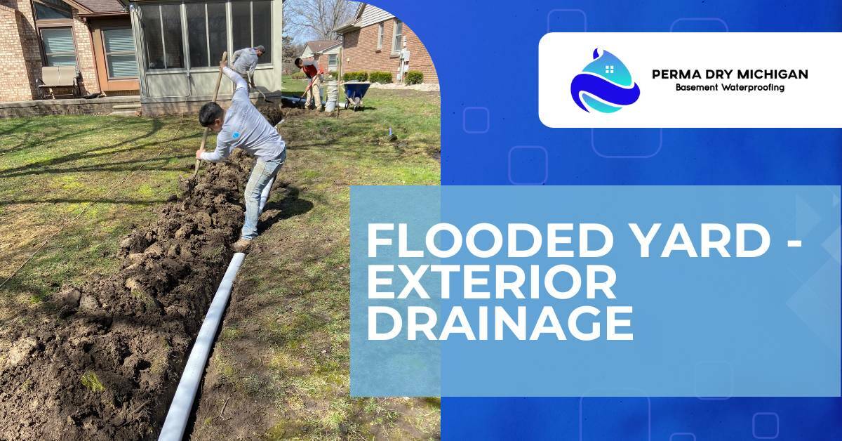 Three Men With Shovels Digging and Installing a Yard Drainage System | Flood Prevention | Perma Dry Michigan