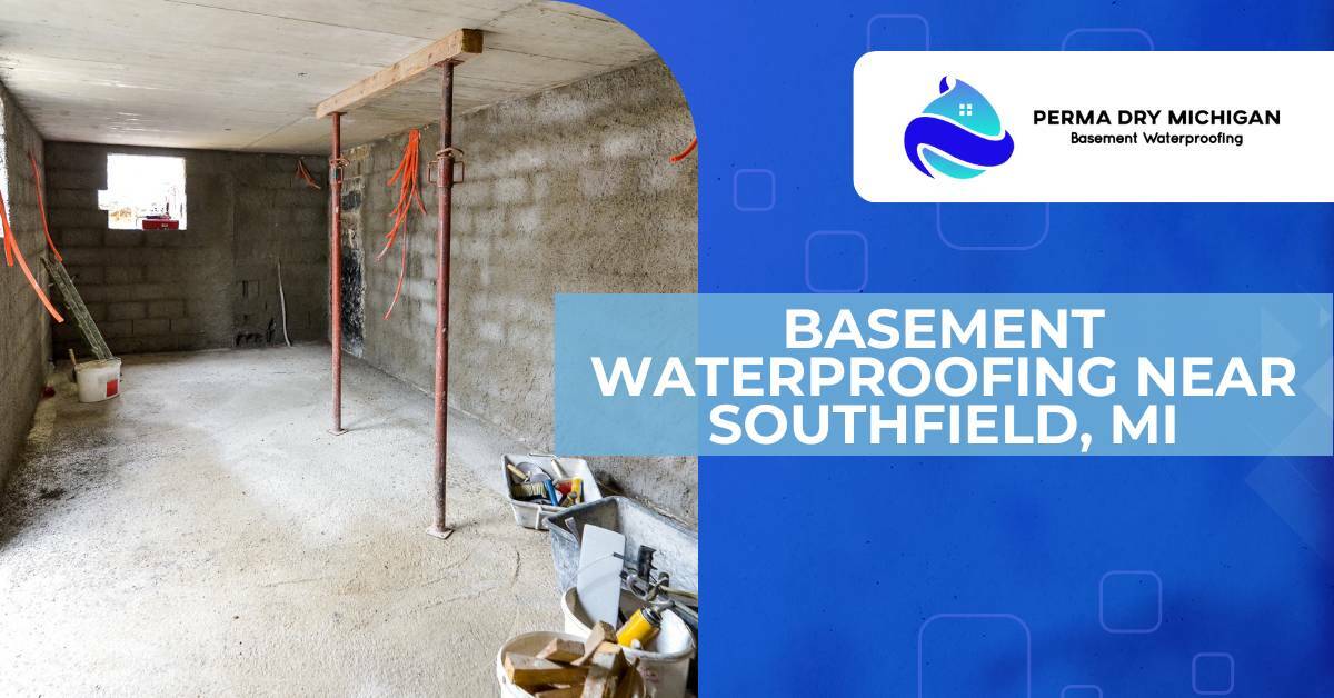 Concrete Block Basement Being Built and Waterproofed | Basement Basement Waterproofing Near Southfield, MI | Perma Dry Michigan
